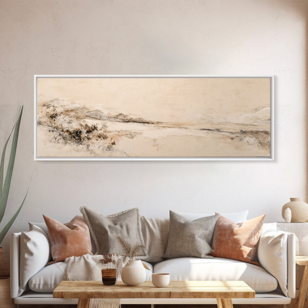 Minimal Two Figure Line Drawing Framed Canvas Print, Above Bed Art, Wall Art, Bedroom Decor, Fine Art, Serenity, Digital Print, ABA-3x1-72