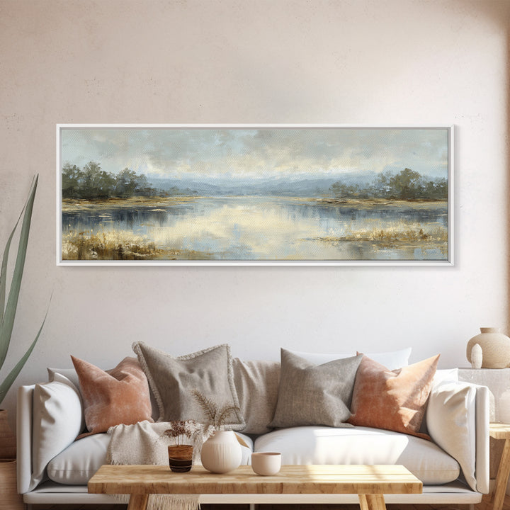 Calming Lake Reflection Canvas Print, Above Bed Art, Canvas Wall Art, Bedroom Decor, Fine Art, Serenity, Boho Wall Decor, ABA-3x1-75