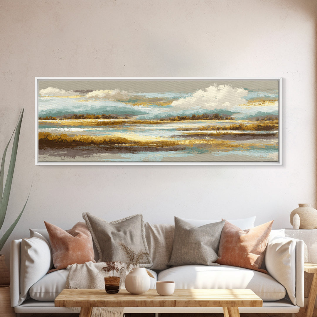 Soft Alpine Horizon Canvas Print, Above Bed Art, Minimalist Decor, Bedroom Decor, Fine Art, Serenity, Textured Wall Art, ABA-3x1-88