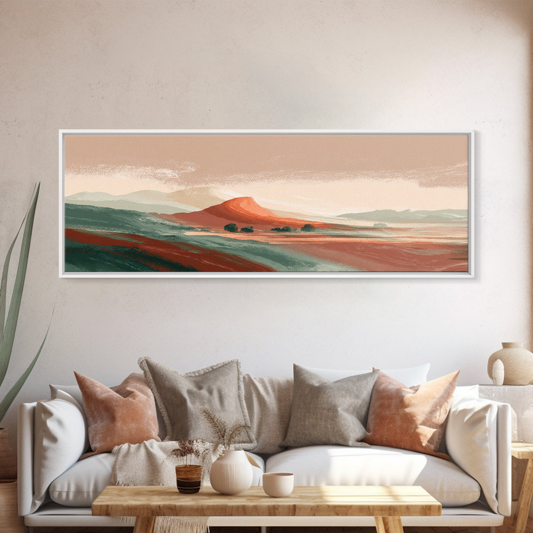 Dreamy Desert Sunset Canvas Print, Above Bed Art, Textured Painting, Bedroom Decor, Fine Art, Serenity, Original Art, ABA-3x1-95
