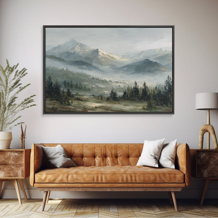 Soft Alpine Horizon Framed Canvas Print, Above Bed Art, Modern Decor, Bedroom Decor, Fine Art, Serenity, Digital Prints, ABA-3x2-100