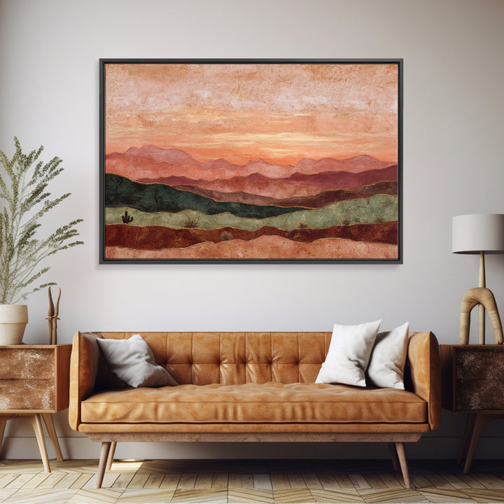 Dreamy Desert Sunset Canvas Print, Above Bed Art, Sage Green Wall Art, Bedroom Decor, Fine Art, Serenity, Modern Decor, ABA-3x2-11