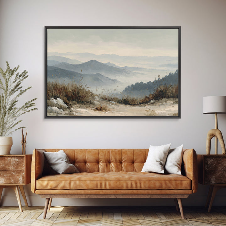 Panoramic Misty Mountain Landscape Canvas Print, Above Bed Art, Living Room Wall Art, Bedroom Decor, Fine Art, Serenity, ABA-3x2-29