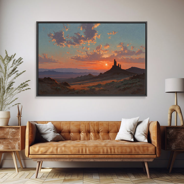 Dreamy Desert Sunset Framed Canvas Print, Above Bed Art, Bedroom Wall Art, Bedroom Decor, Fine Art, Serenity, Textured Painting, ABA-3x2-35