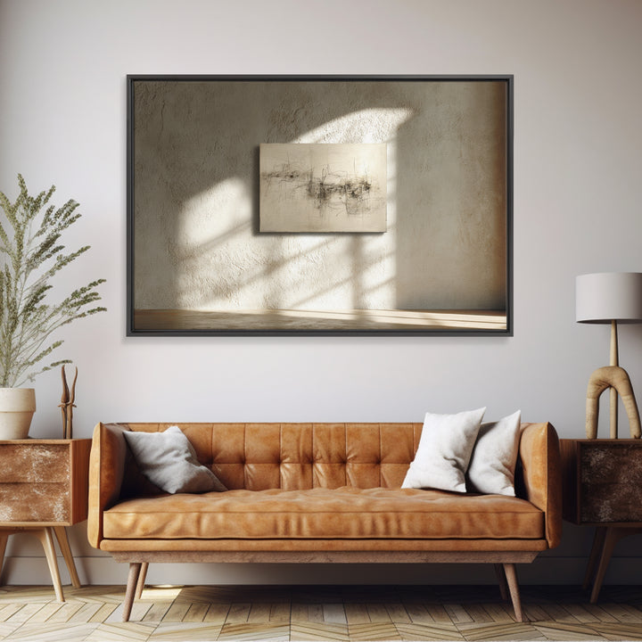 Minimal Two Figure Line Drawing Framed Canvas Print, Above Bed Art, Horizontal Wall Art, Bedroom Decor, Fine Art, Serenity, ABA-3x2-36
