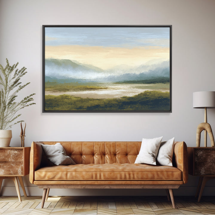 Soft Alpine Horizon Canvas Print, Above Bed Art, Wall Art Prints, Bedroom Decor, Serenity, Boho Wall Art, Horizontal Wall Art, ABA-3x2-4