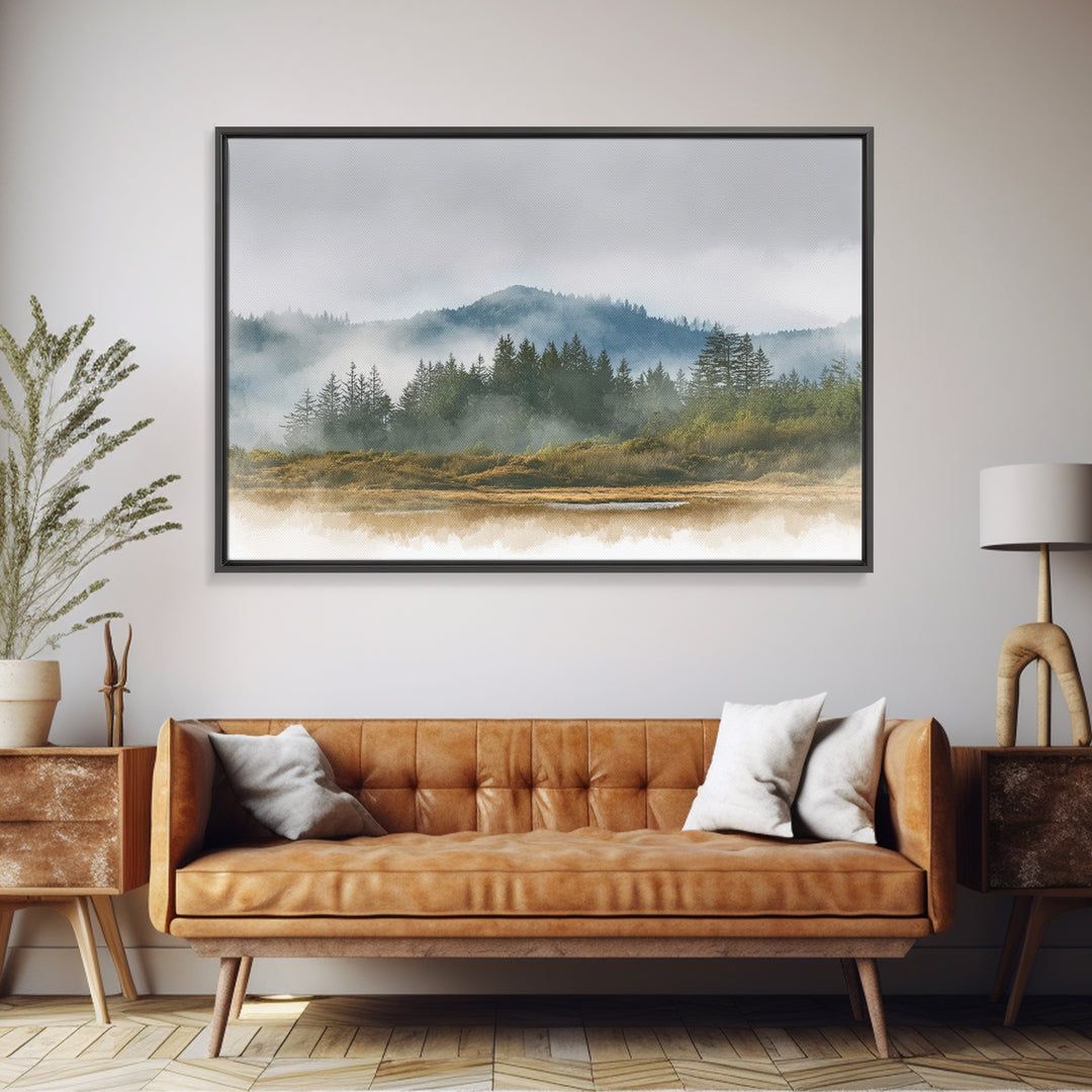 Quiet Forest Ridge Softened by Fog Canvas Print, Above Bed Art, Apartment Decor, Bedroom Decor, Serenity, Photography Prints, ABA-3x2-42