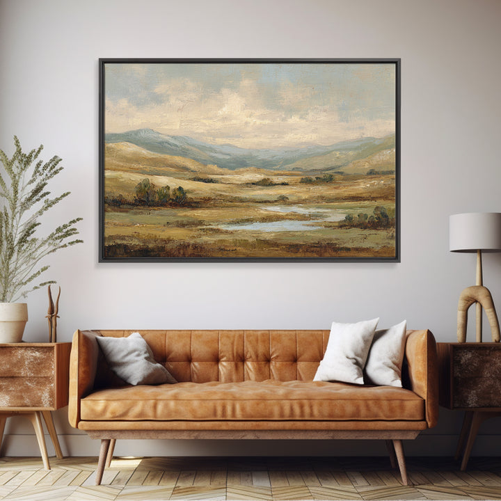 Soft Romantic Landscape Framed Canvas Print, Above Bed Art, Boho Decor, Bedroom Decor, Fine Art, Serenity, Statement Artwork, ABA-3x2-45