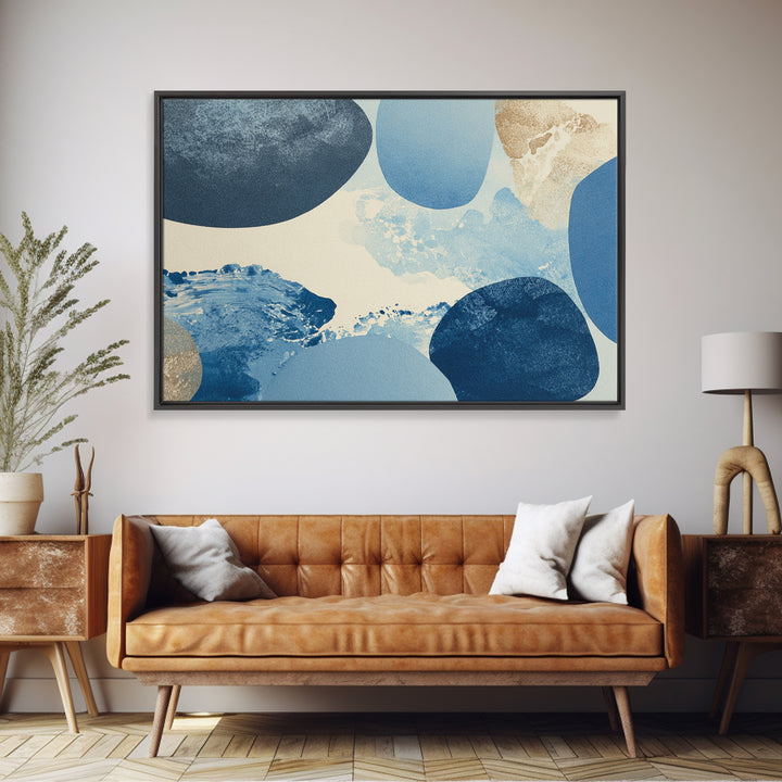 Japandi Ink Shapes Framed Canvas Print, Above Bed Art, Printable Art, Bedroom Decor, Abstract Art, Serenity, Bedroom Wall Art, ABA-3x2-46