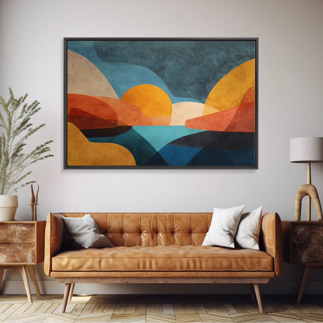 Abstract Sunrise Geometry Canvas Print, Above Bed Art, Sage Green Wall Art, Bedroom Decor, Fine Art, Serenity, Modern Decor, ABA-3x2-48