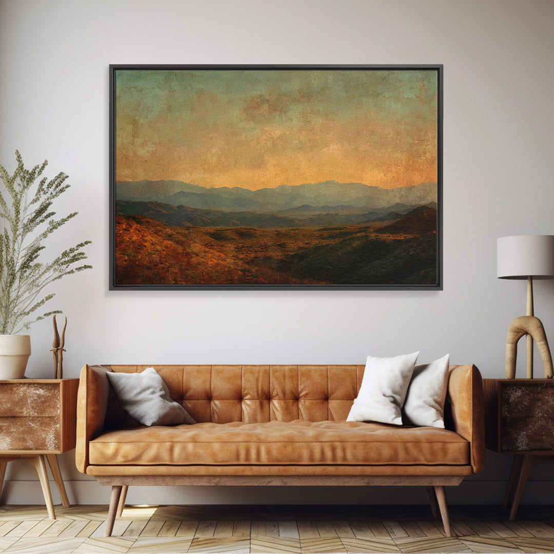 Dreamy Desert Sunset Framed Canvas Print, Above Bed Art, Art Print, Bedroom Decor, Fine Art, Serenity, Dorm Decor, ABA-3x2-59