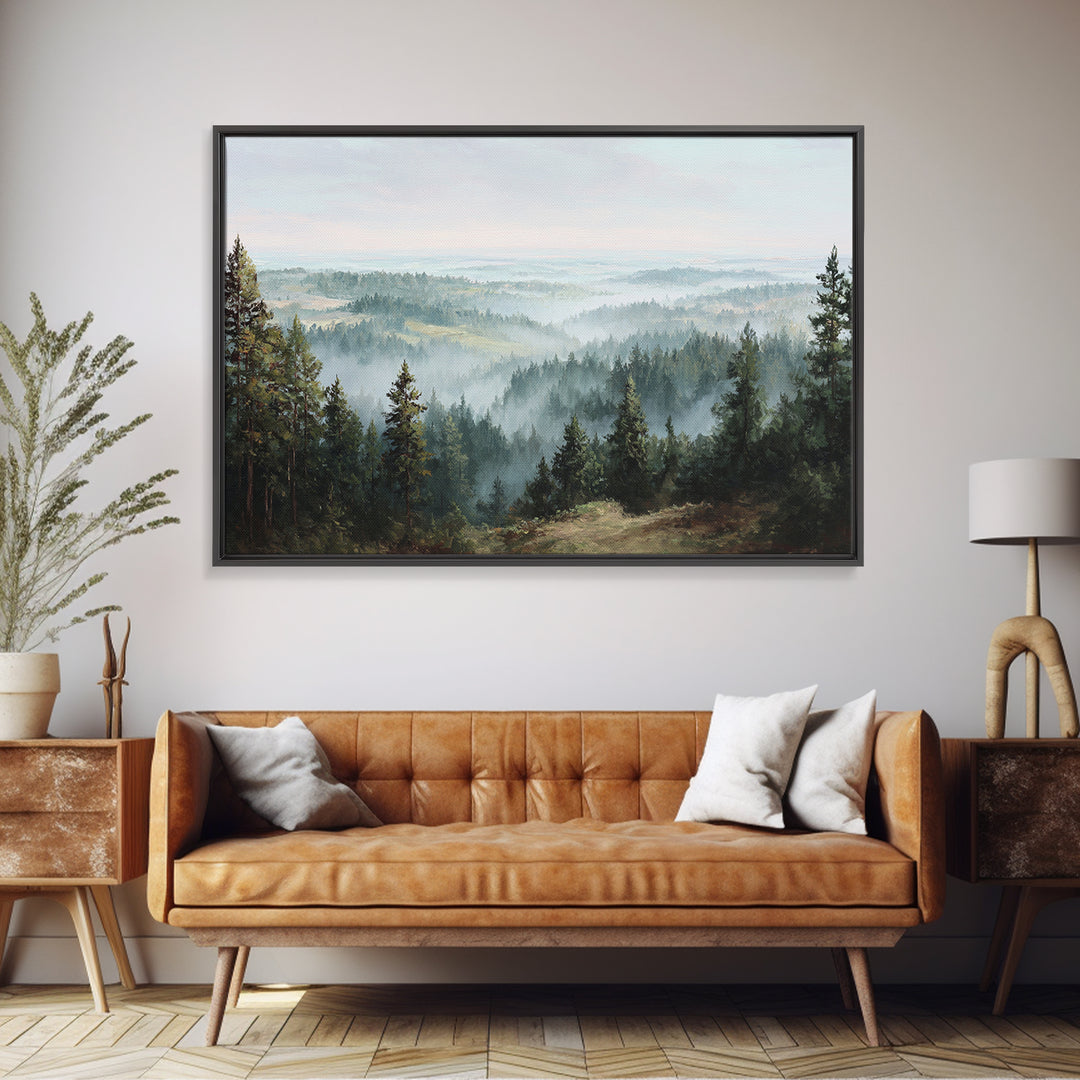 Quiet Forest Ridge Softened by Fog Canvas Print, Above Bed Art, Apartment Decor, Bedroom Decor, Serenity, Photography Prints, ABA-3x2-66