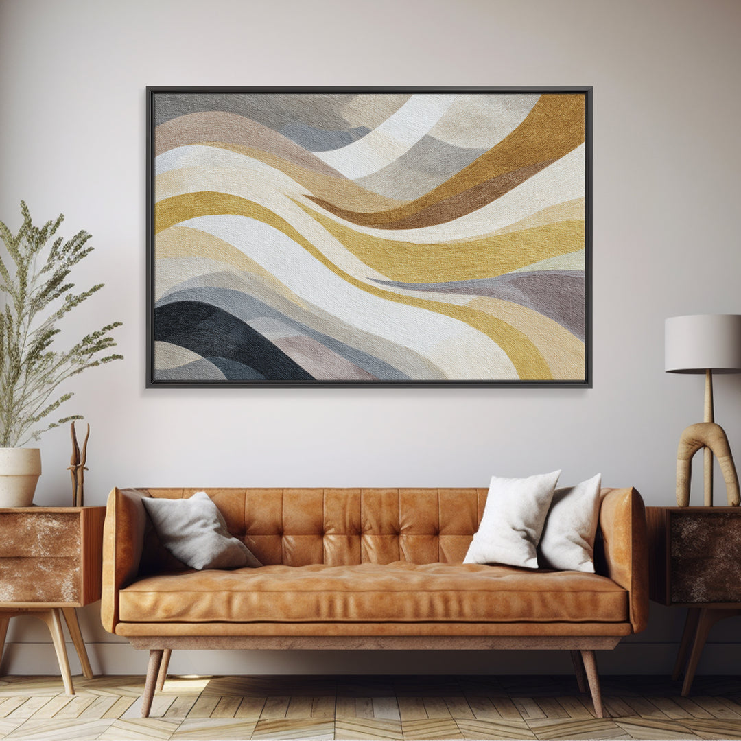 Warm Taupe Abstract Waves Canvas Print, Above Bed Art, Textured Painting, Bedroom Decor, Abstract Art, Serenity, Original Art, ABA-3x2-67