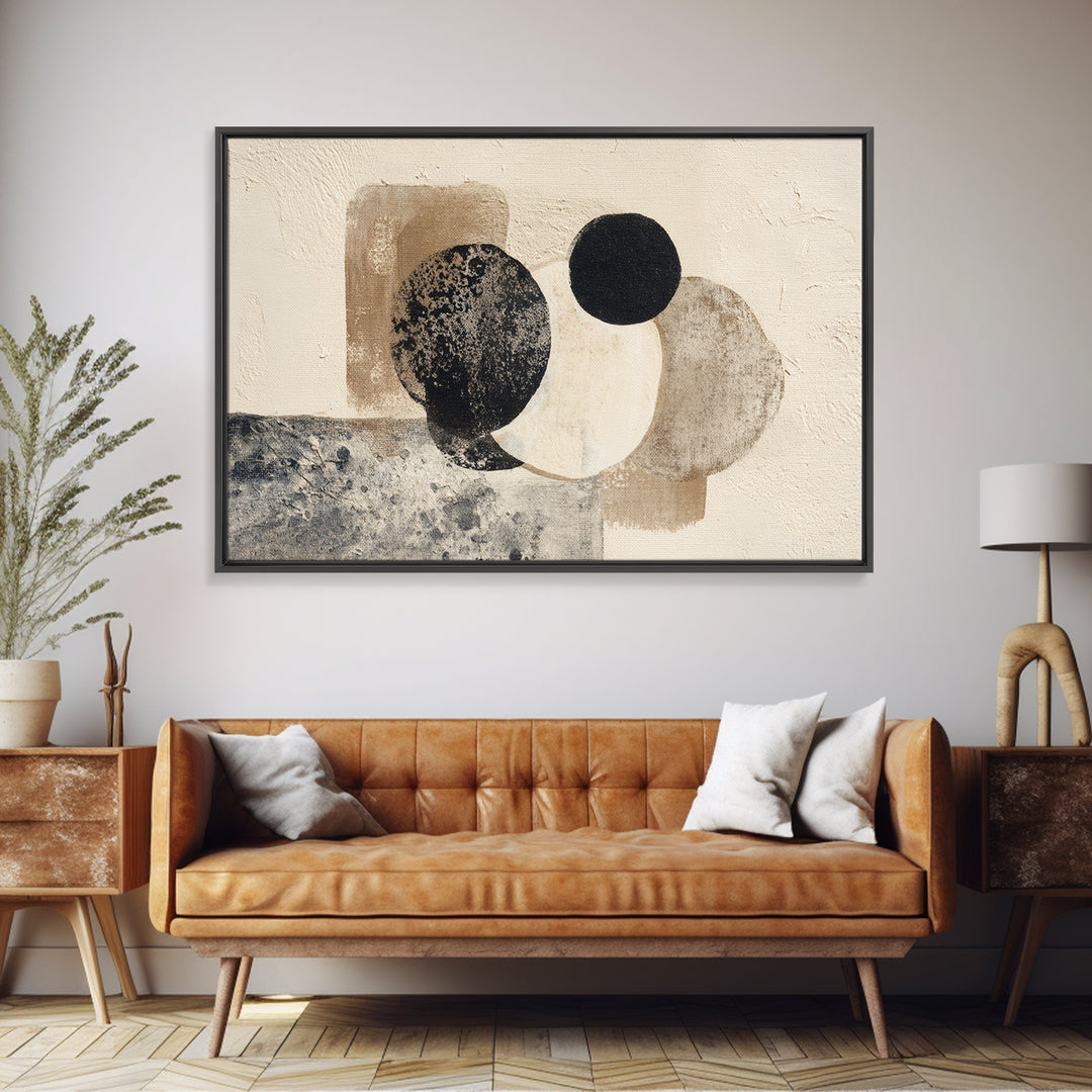 Japandi Ink Shapes Framed Canvas Print, Above Bed Art, Printable Art, Bedroom Decor, Abstract Art, Serenity, Bedroom Wall Art, ABA-3x2-70