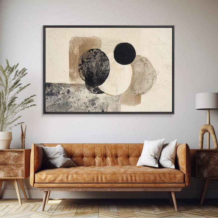 Japandi Ink Shapes Framed Canvas Print, Above Bed Art, Printable Art, Bedroom Decor, Abstract Art, Serenity, Bedroom Wall Art, ABA-3x2-70