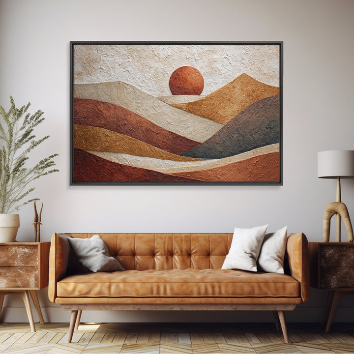 Abstract Sunrise Geometry Canvas Print, Above Bed Art, Neutral Decor, Bedroom Decor, Abstract Art, Serenity, Wall Decor, ABA-3x2-72