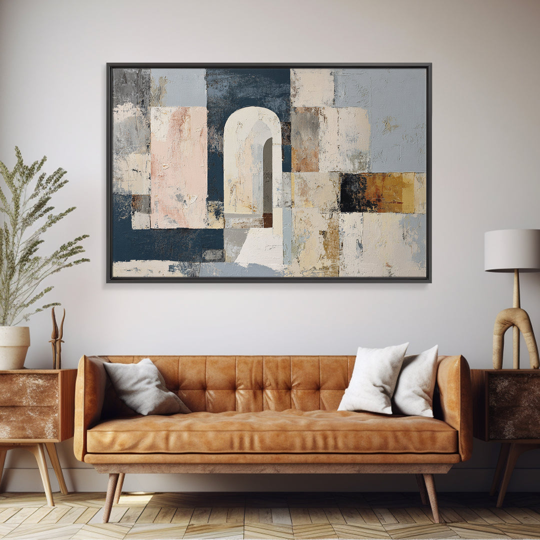 Neutral Abstract Arches Framed Canvas Print, Above Bed Art, Textured Wall Art, Bedroom Decor, Fine Art, Serenity, Western Decor, ABA-3x2-8