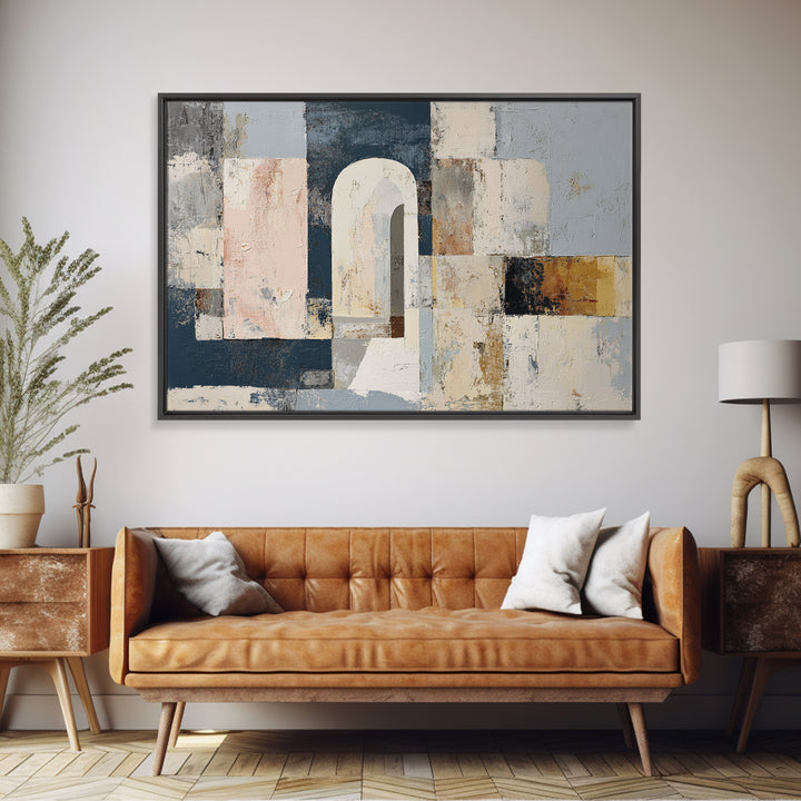 Neutral Abstract Arches Framed Canvas Print, Above Bed Art, Textured Wall Art, Bedroom Decor, Fine Art, Serenity, Western Decor, ABA-3x2-8