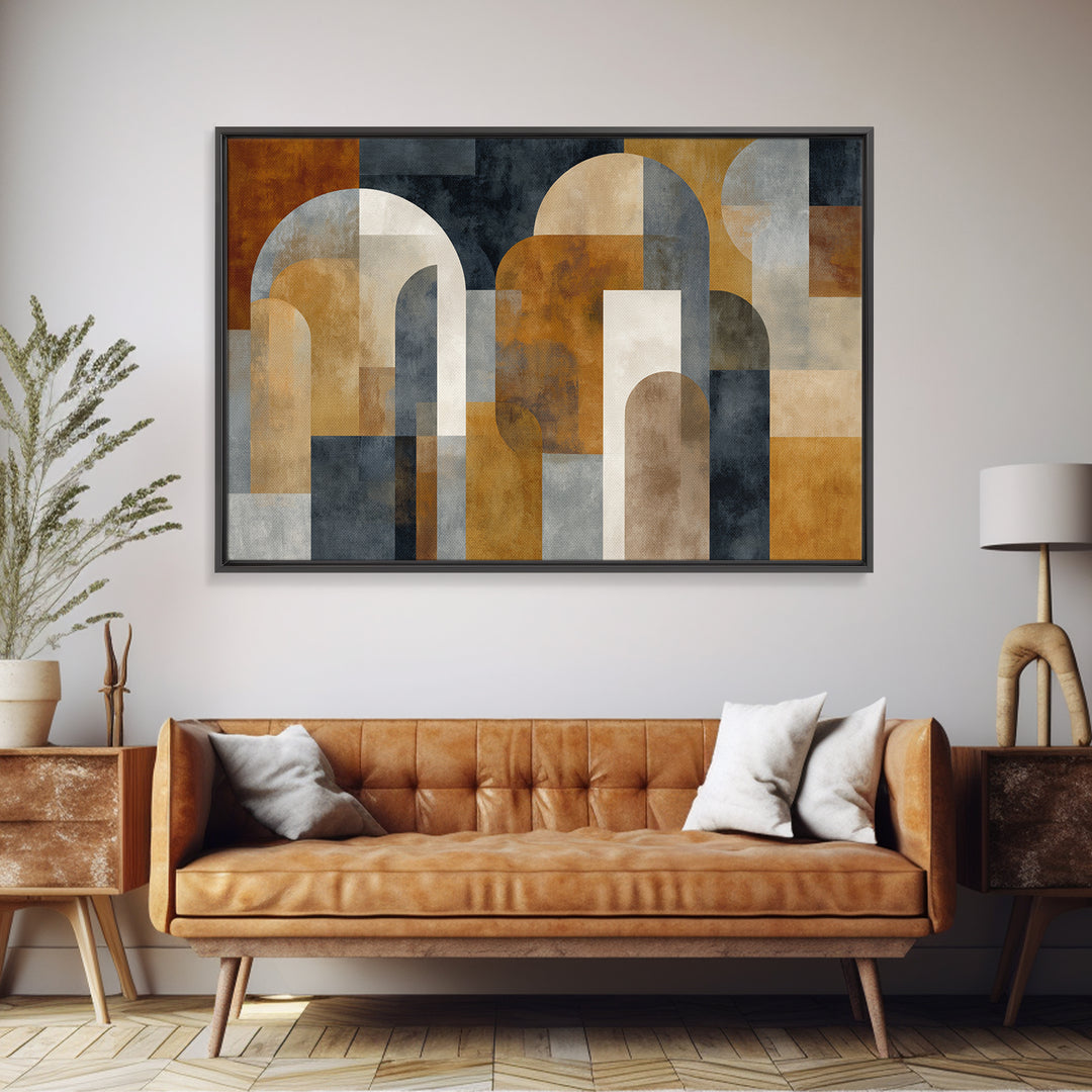 Neutral Abstract Arches Framed Canvas Print, Above Bed Art, Fine Art Print, Bedroom Decor, Abstract Art, Serenity, Digital Art, ABA-3x2-80
