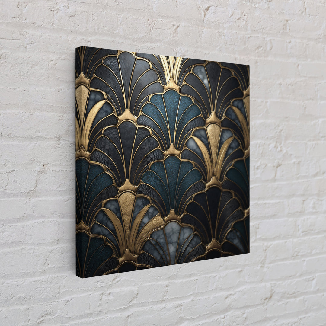 Fan Shaped Shell Motif Canvas Print, Art Deco Art, Decor, Living Room Decor, Abstract Art, Glamour, Apartment Decor, ADA-1x1-20