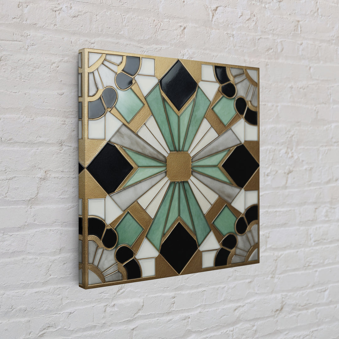 Black and Gold Sunburst Pattern Canvas Print, Art Deco Art, Gallery Wall Art, Living Room Decor, Fine Art, Glamour, ADA-1x1-26