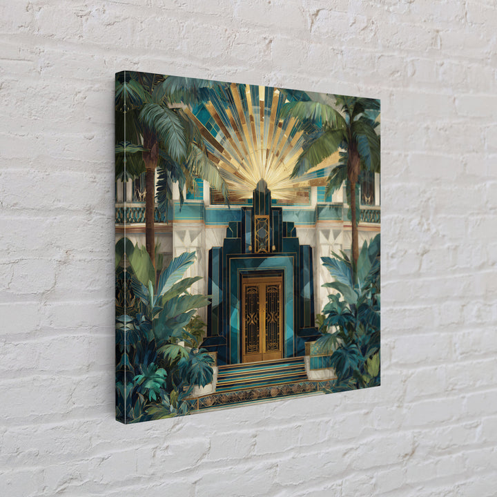 Tropical Hotel Facade Framed Canvas Print, Art Deco Art, Room Decor, Living Room Decor, Fine Art, Glamour, Digital Art, ADA-1x1-40