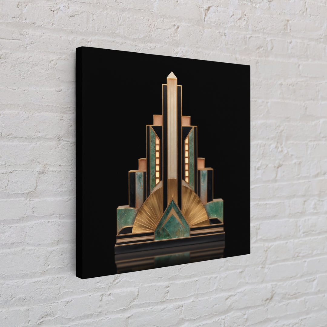 Stylized Skyscraper Crown Framed Canvas Print, Art Deco Art, Art Deco Wallpaper, Living Room Decor, Fine Art, Glamour, ADA-1x1-46
