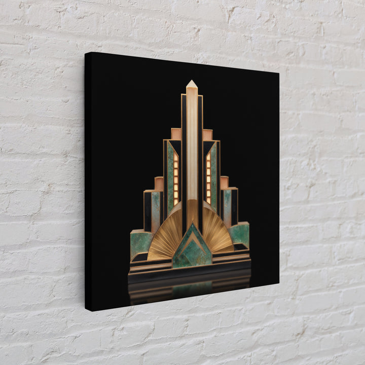 Stylized Skyscraper Crown Framed Canvas Print, Art Deco Art, Art Deco Wallpaper, Living Room Decor, Fine Art, Glamour, ADA-1x1-46
