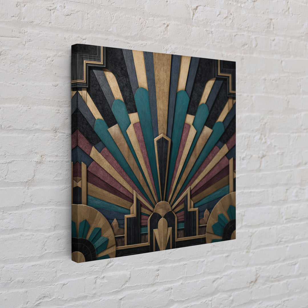 Tropical Hotel Facade Framed Canvas Print, Art Deco Art, Apartment Decor, Living Room Decor, Fine Art, Glamour, Gallery Decor, ADA-1x1-64