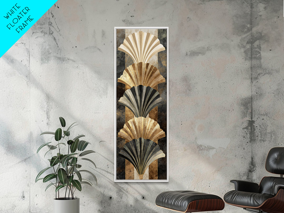 Fan Shaped Shell Motif Canvas Print, Art Deco Art, Decor, Living Room Decor, Abstract Art, Glamour, Apartment Decor, ADA-1x3-32