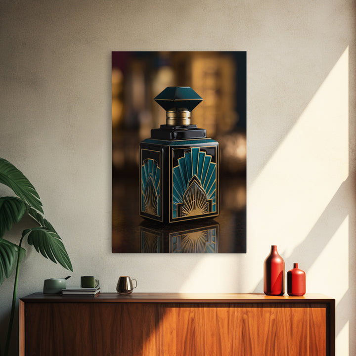 Ornate Perfume Bottle Framed Canvas Print, Art Deco Art, Home Decor, Living Room Decor, Fine Art, Glamour, Boho, Art Nouveau, ADA-2x3-18