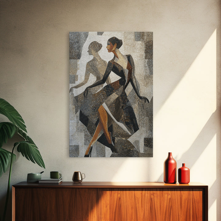 Deco Dancer in Beaded Dress and Angular Canvas Print, Art Deco Art, Canvas, Living Room Decor, Glamour, Wall Art Print, ADA-2x3-39