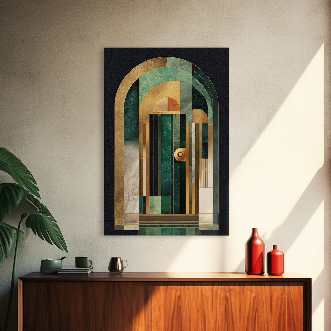 Deco Doorway Study Framed Canvas Print, Art Deco Art, Mid Century Modern, Living Room Decor, Abstract Art, Glamour, ADA-2x3-47