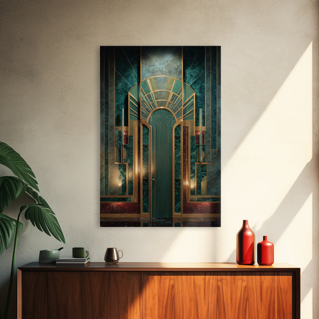 Deco Doorway Study Canvas Print, Art Deco Art, Digital Print, Living Room Decor, Fine Art, Glamour, Downloadable Art, ADA-2x3-71