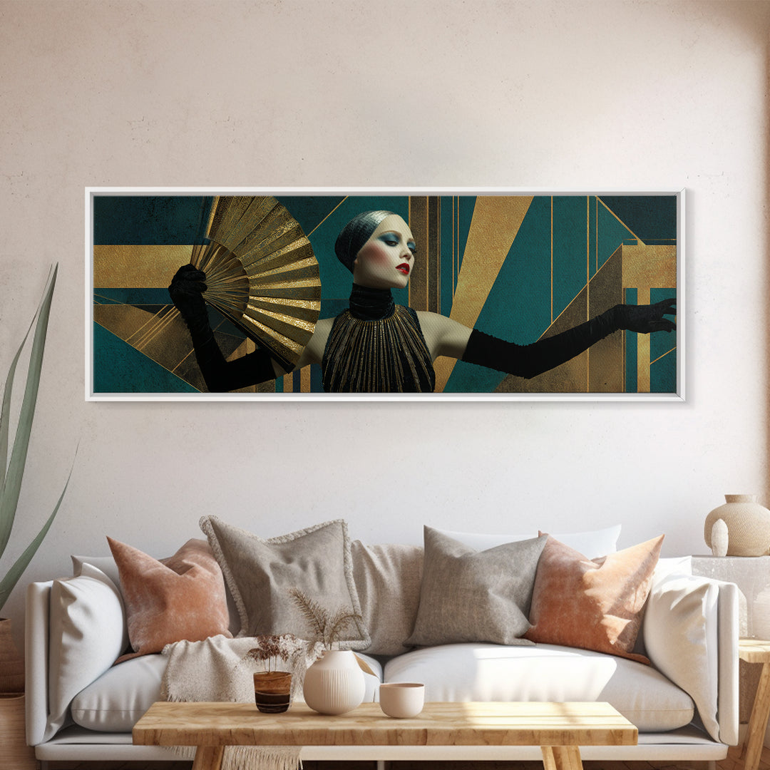 Glamorous 1920s Woman Canvas Print, Art Deco Art, Downloadable Art, Living Room Decor, Fine Art, Glamour, Contemporary Art, ADA-3x1-65