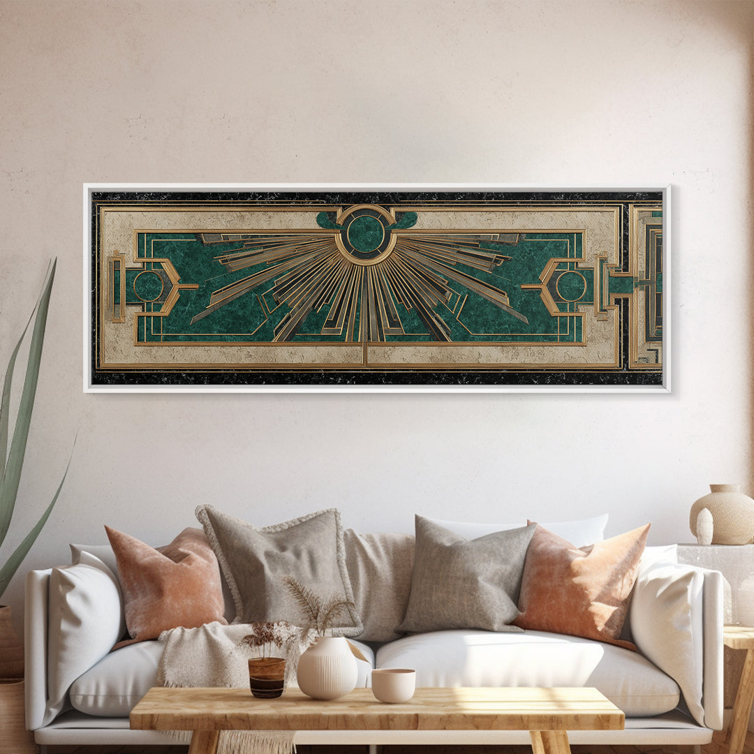 Deco Doorway Study Framed Canvas Print, Art Deco Art, Art Deco, Living Room Decor, Oil Painting, Glamour, Art Deco Wallpaper, ADA-3x1-79