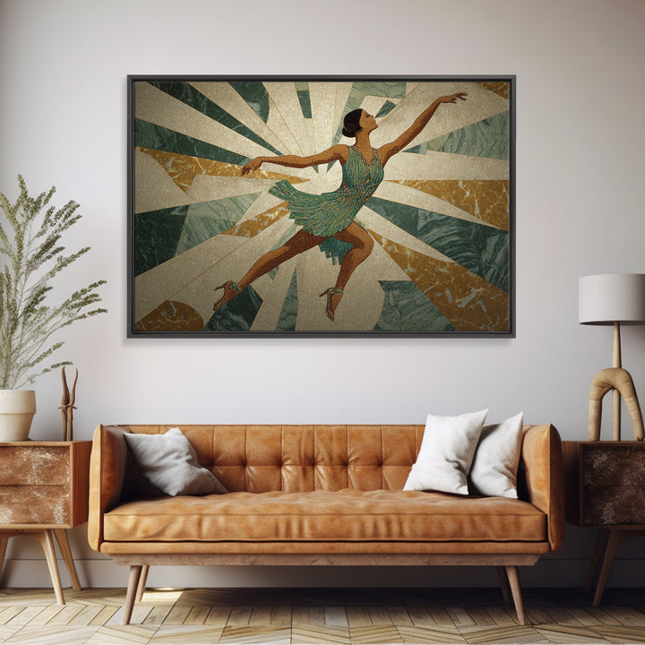 Deco Dancer in Beaded Dress and Angular Canvas Print, Art Deco Art, Modern Decor, Living Room Decor, Fine Art, Glamour, ADA-3x2-11
