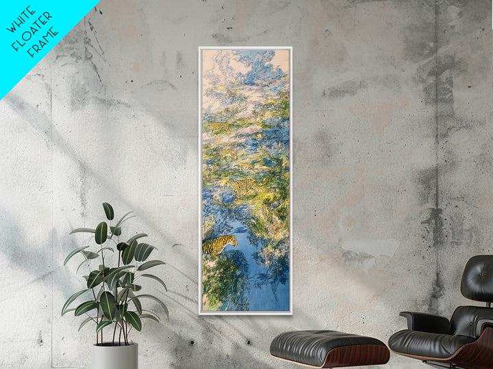 Cheetahs In Blue African River Landscape Canvas Print, Safari Wall Decor, Wildlife Art, Serengeti Nature Scene Home Decor