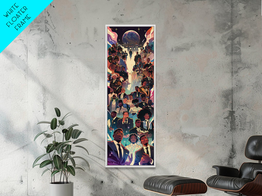 Regal Black Family Gathering Under Moonlit Sky, Wall Art, African American Art Print, Afrocentric Culture Home Decor Gift