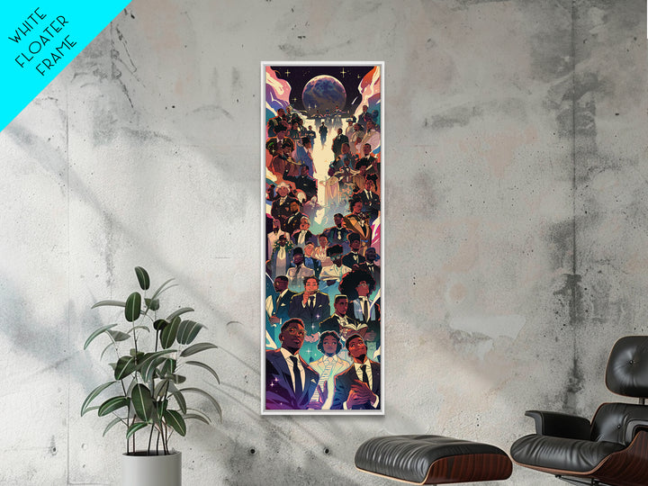 Regal Black Family Gathering Under Moonlit Sky, Wall Art, African American Art Print, Afrocentric Culture Home Decor Gift