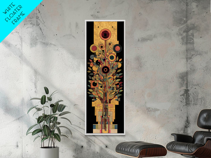 Gold Botanical African Tree Of Life Canvas Print, Geometric Floral Wall Decor, Elegant Afrocentric Art For Living Room Decor
