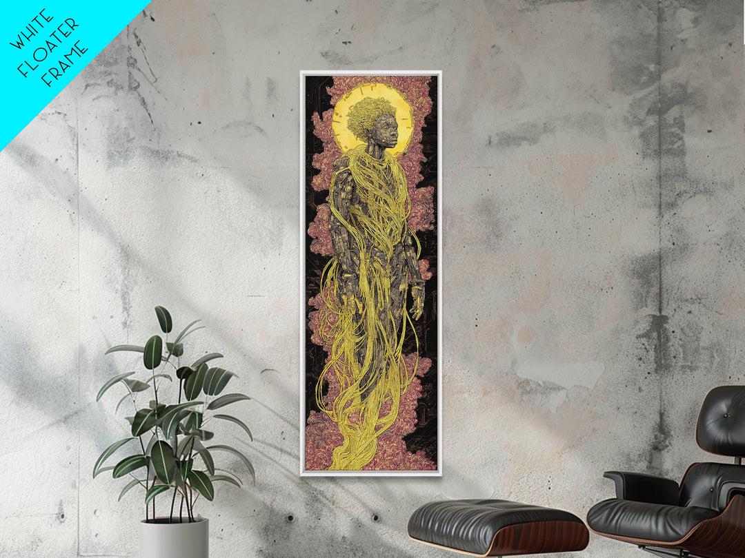Golden Halo African Queen Portrait Wall Art, Afrocentric Black Woman Canvas, Luxury Cultural Home Decor Gift, African Art Print