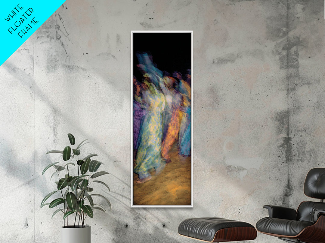 Dreamy African Dancers In Motion Framed Canvas Print, Abstract Afrocentric Wall Art, Colorful Cultural Home Decor, Statement Gift