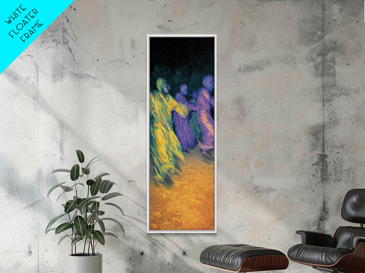 Nighttime African Dance Circle Canvas Print, Abstract Motion Wall Art, Afrocentric Cultural Decor, Vibrant Living Room Gift