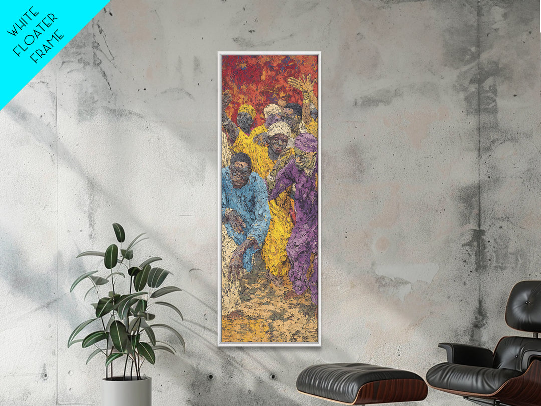Vibrant African Festival Crowd Wall Art, Colorful Dance Canvas Print, Afrocentric Black Culture Statement Home Decor Gift