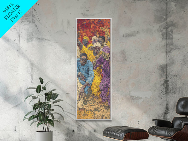 Vibrant African Festival Crowd Wall Art, Colorful Dance Canvas Print, Afrocentric Black Culture Statement Home Decor Gift