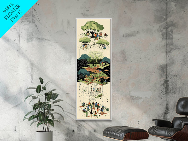 Layered Community Park With Trees Wall Art, Isometric Garden Illustration, Green Nature Scene, Modern Home Decor Gift For Office
