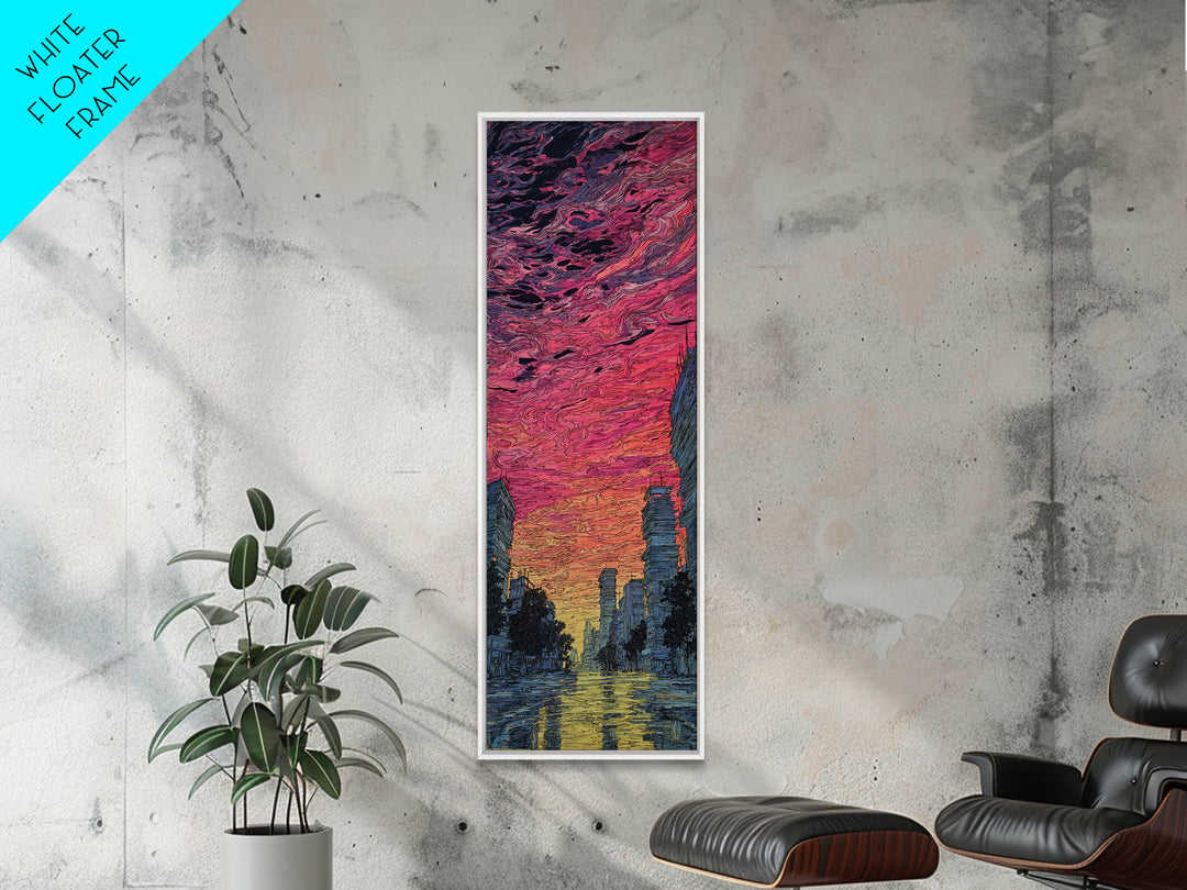 Dramatic Sunset City Skyline Canvas Print, Urban Wall Art, Modern African Inspired Decor, Moody Skyscraper Living Room Art