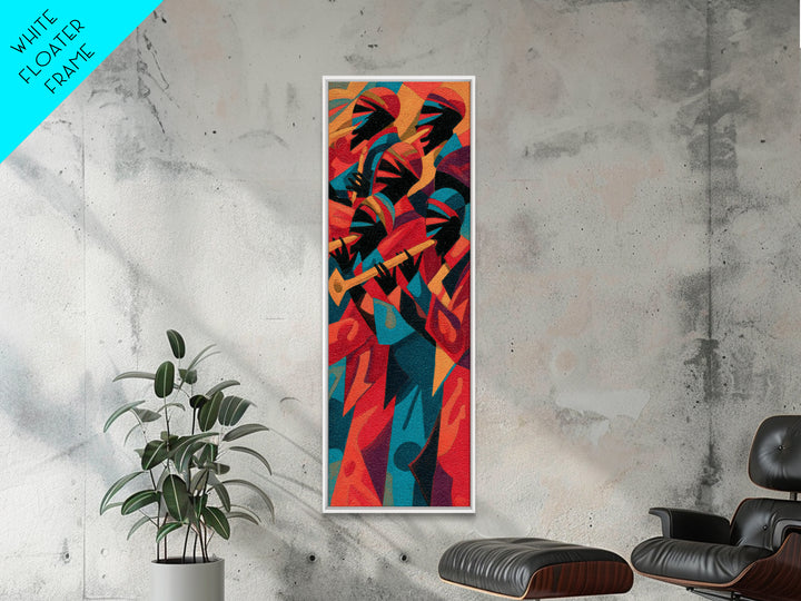 Abstract African Jazz Musicians Wall Art, Tribal Art Print, Afrocentric Decor, Bold Colorful Canvas Print, Music Lover Gift