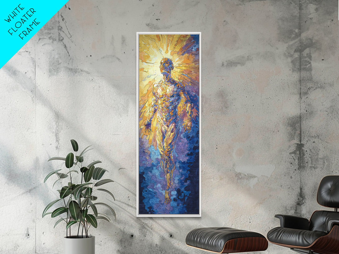 Radiant Golden Ascending Spirit Wall Art, Spiritual African Inspired Art, Abstract Figure Canvas Print, Dreamy Home Decor